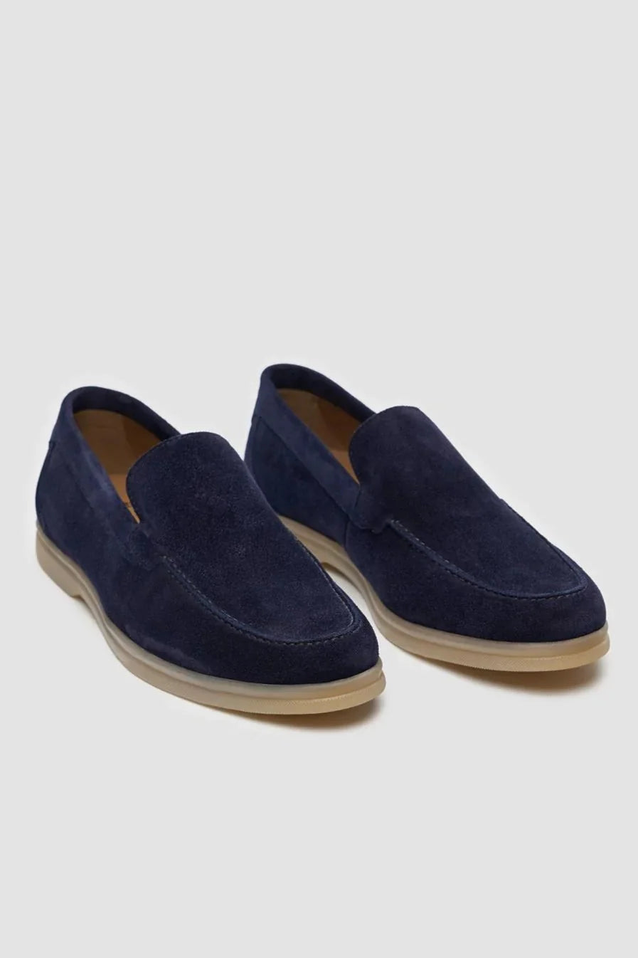 Men's navy suede moccasin slip-on loafers, BREEZY.