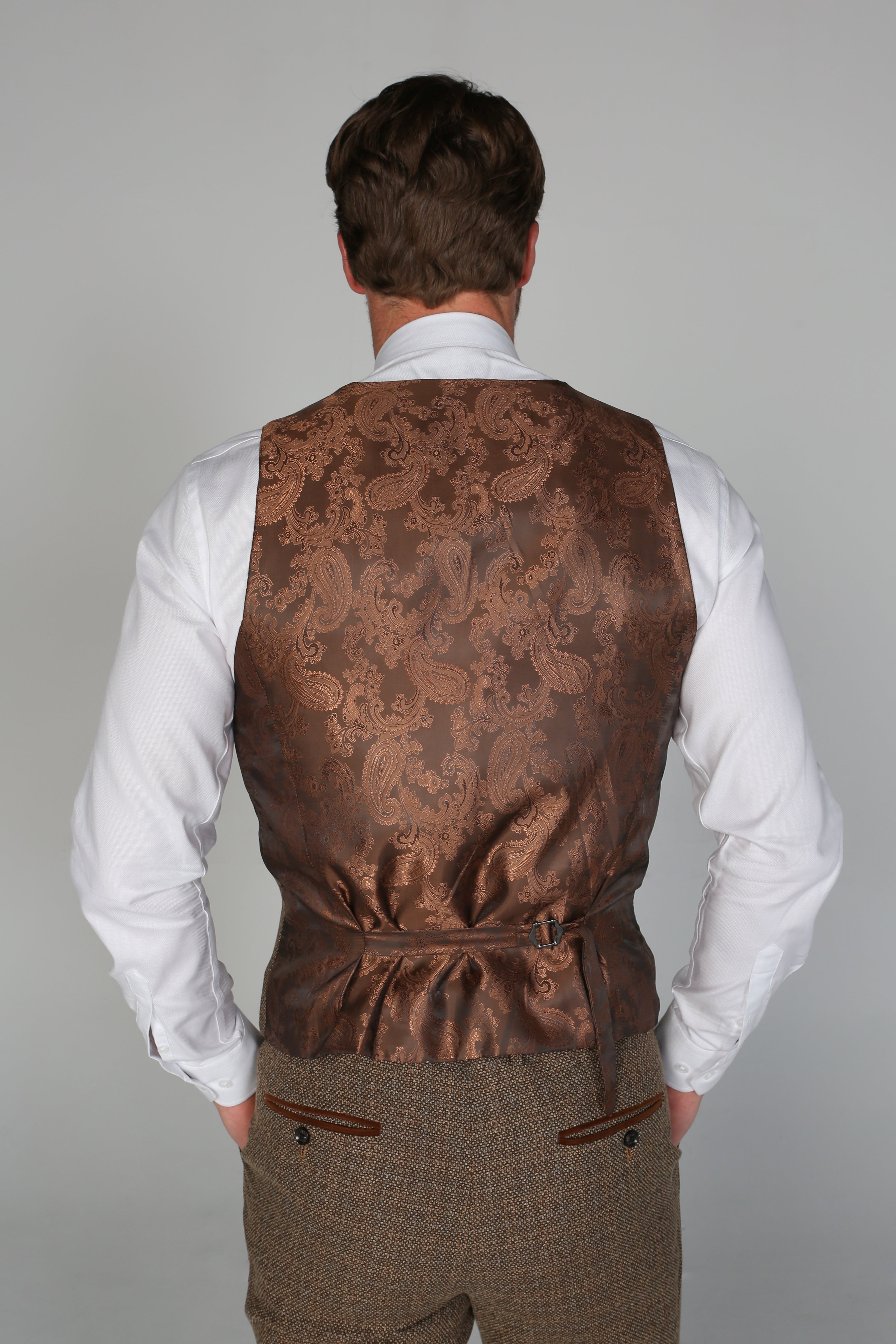 Mens Brown Tweed Like Formal Waistcoat RALPH