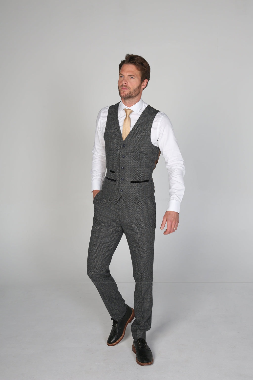 Mens Grey Tweed Like Formal Waistcoat RALPH