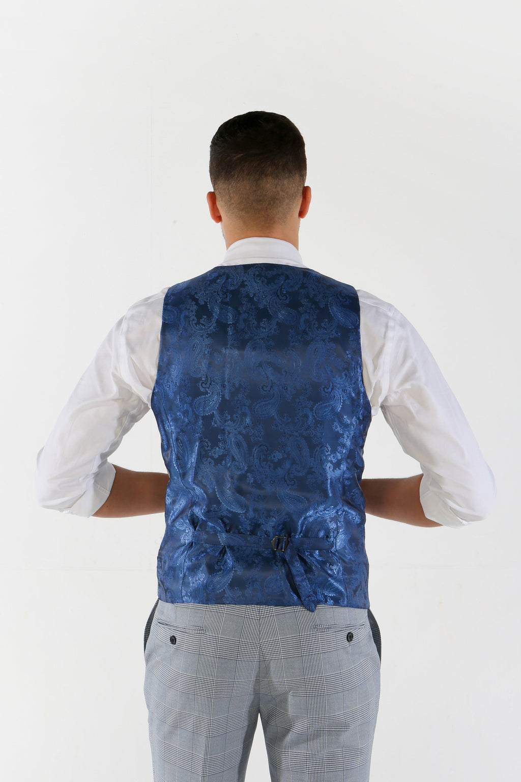 Mens Sky Blue Tweed Houndstooth Check Suit MARK