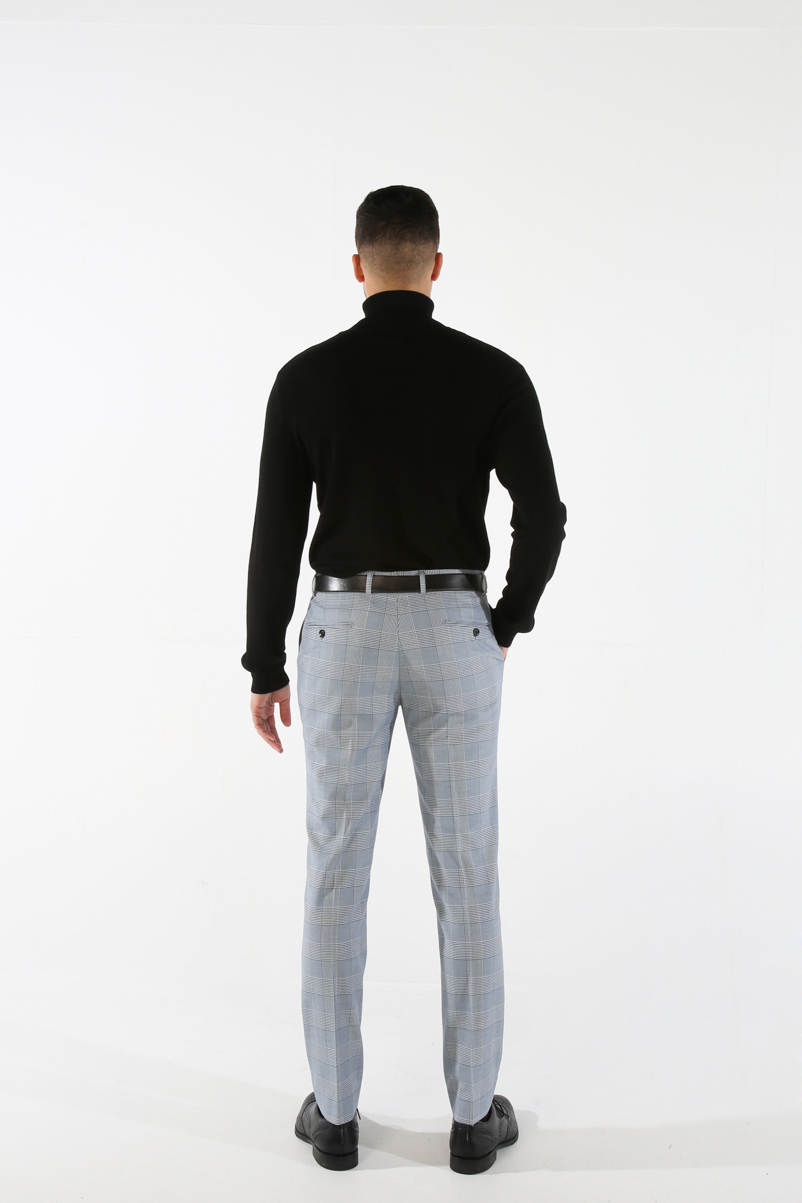 Mens Sky Blue Tweed Houndstooth Check Suit MARK