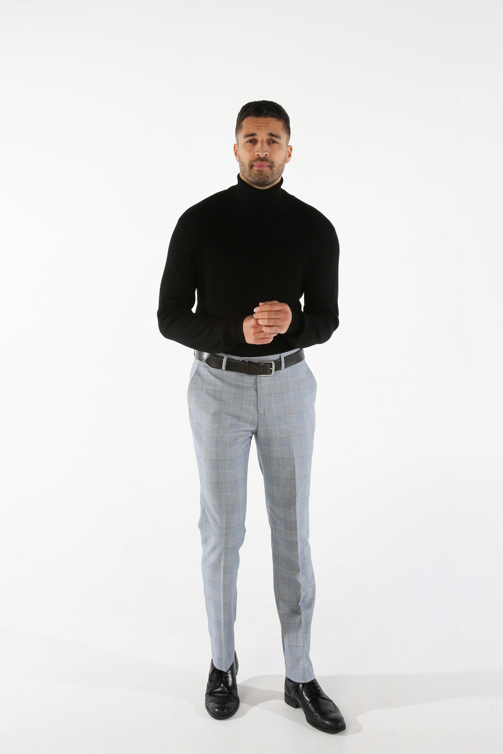 Mens Sky Blue Tweed Houndstooth Check Suit MARK