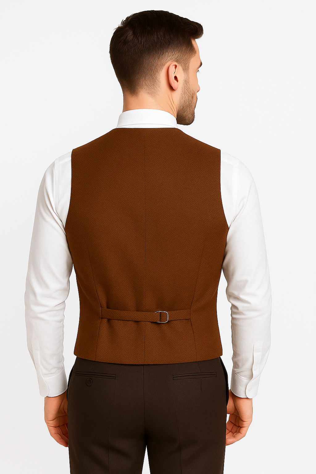 Mens Cinnamon Brown Tweed Waistcoat Set