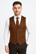 Mens cinnamon brown tweed waistcoat set
