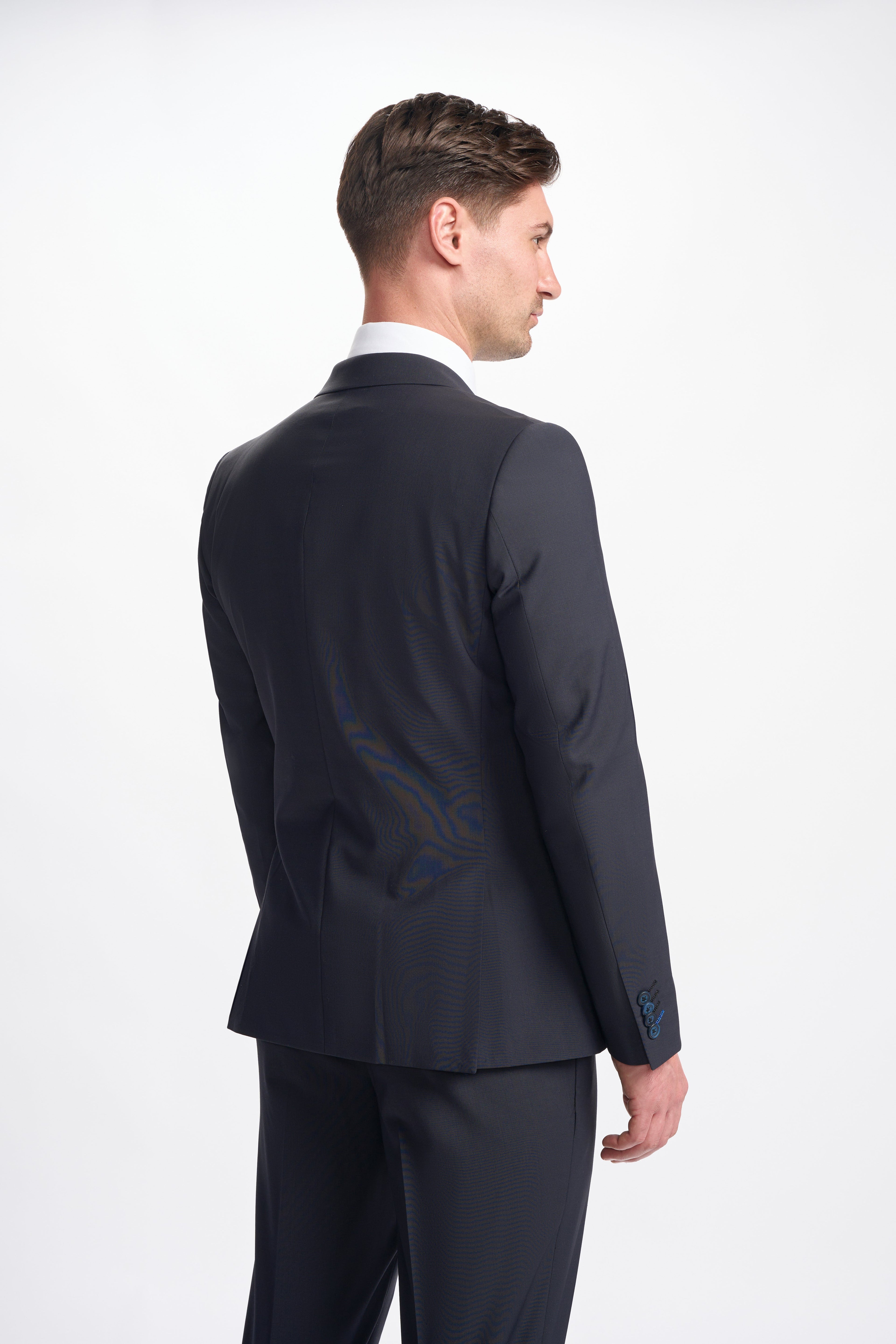BOND D/B Midnight Blue Men's Wool Blend Double-Breasted Suit