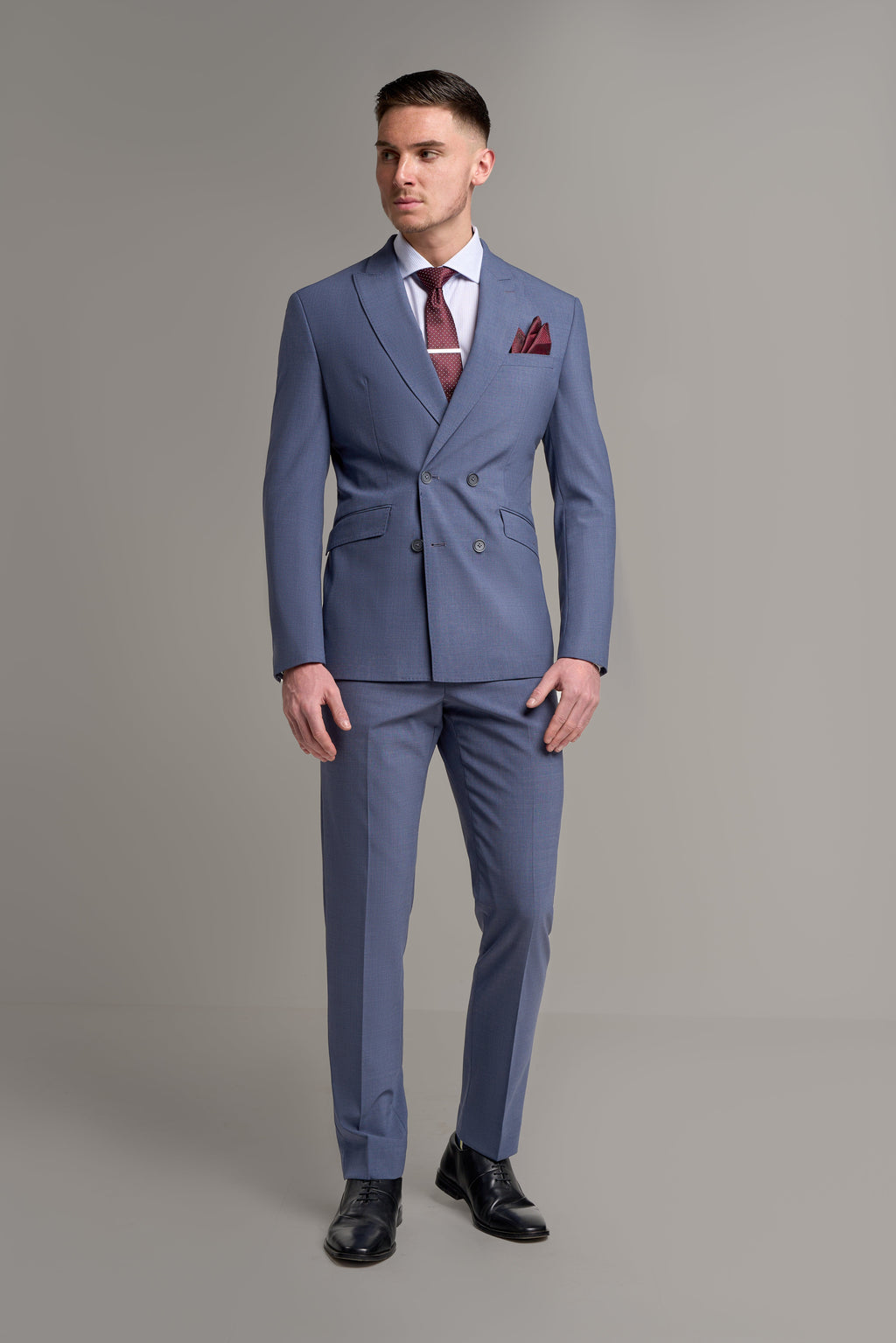 Men’s Wool Mix Double Breasted Suit Jacket – VICTORIOUS - Dove Purple Front Picture