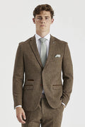 Mens Brown Wool Blend Suit Jacket OSCAR Model Picture