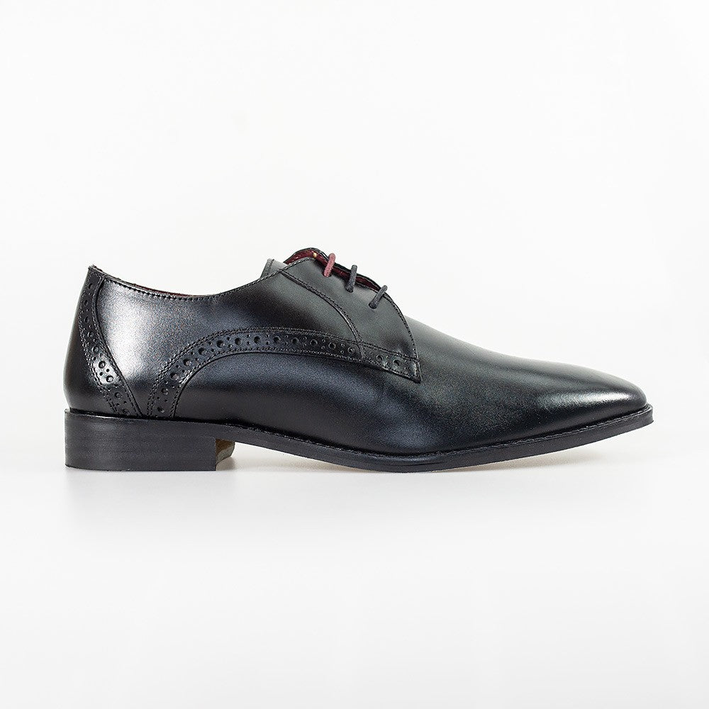 Mens Black Leather Derby Shoes JOHN
