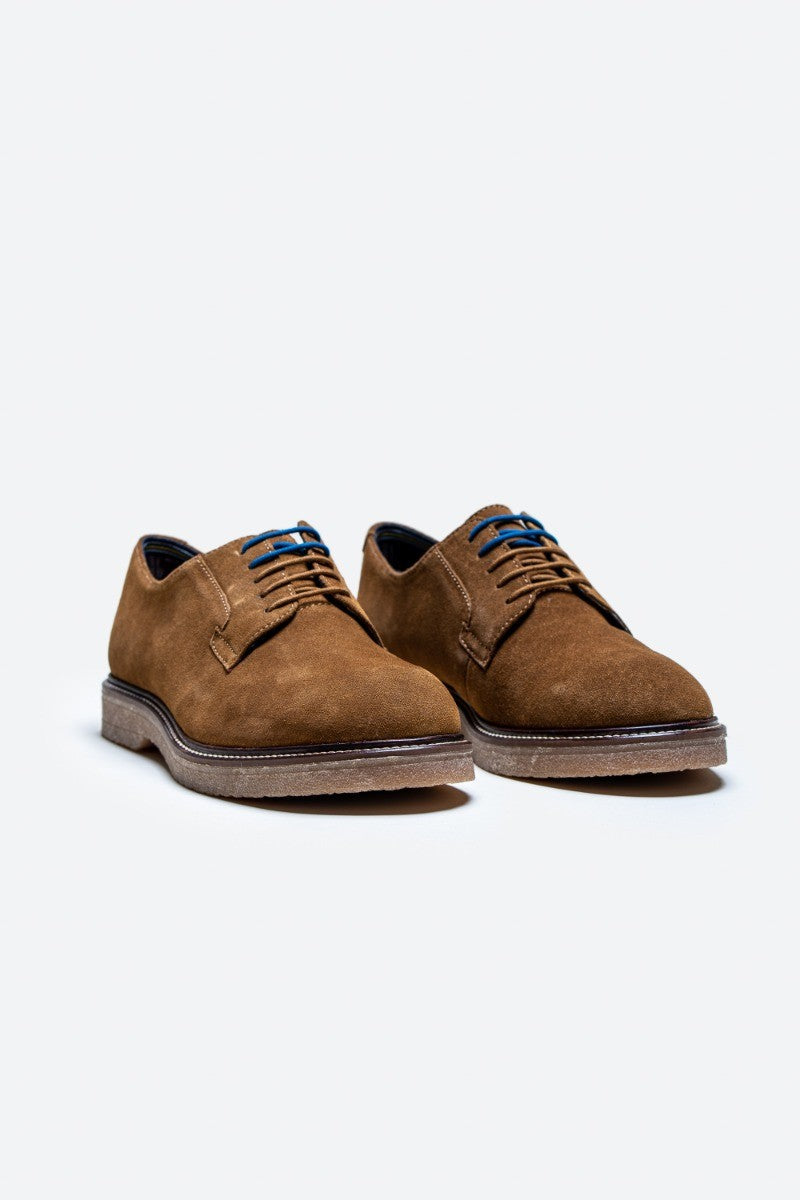 Men's tan brown suede lace-up shoes, RICHMOND.