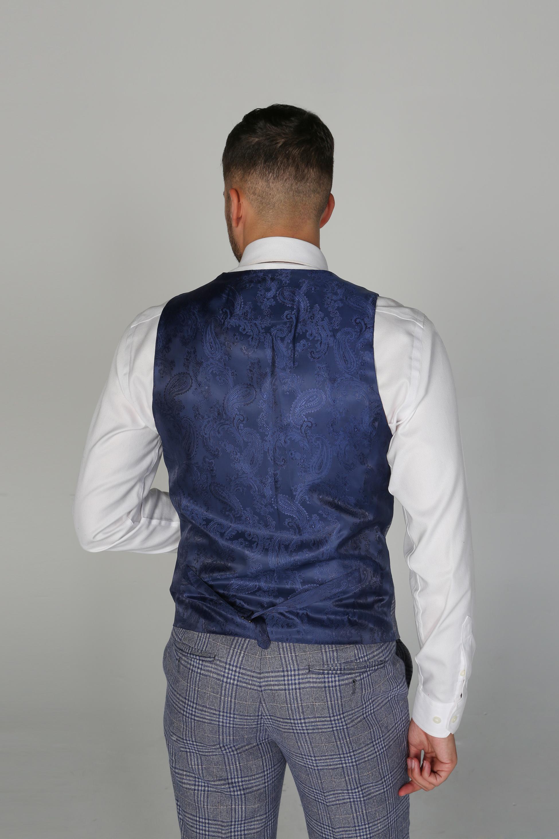 Men's Victor Sapphire Blue Retro Check Tailored Fit Suit