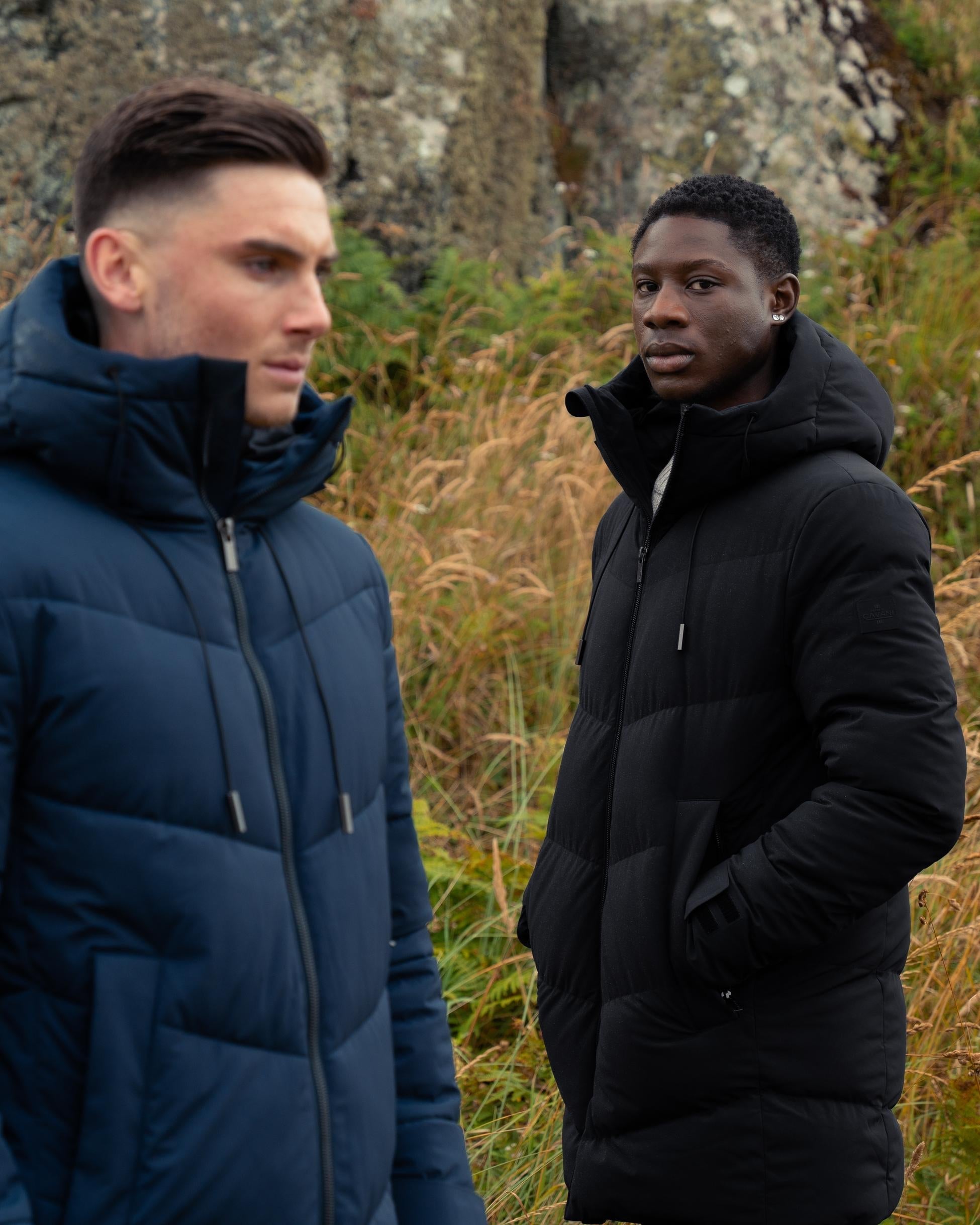 Men's black quilted puffer winter coat, FABINI.