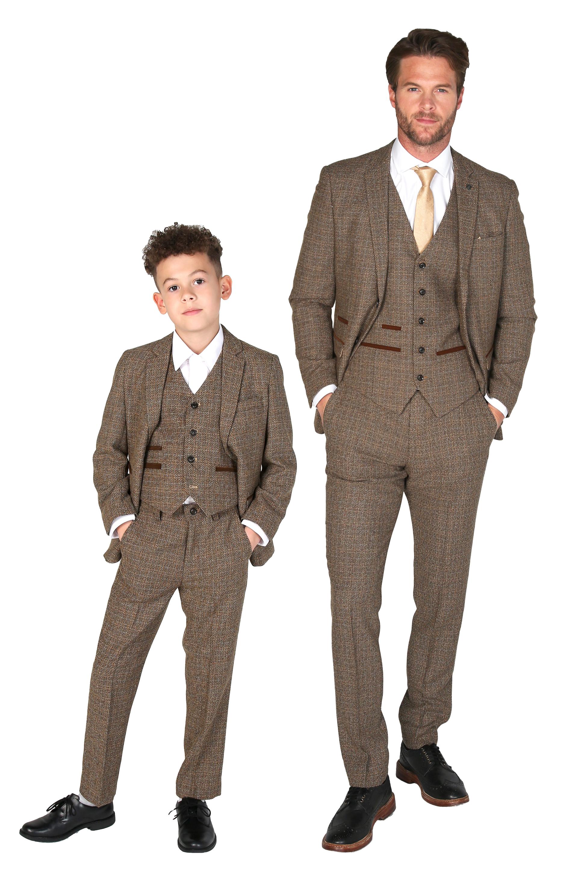 Mens Brown Tweed Like Tailored Fit Formal Suit RALPH