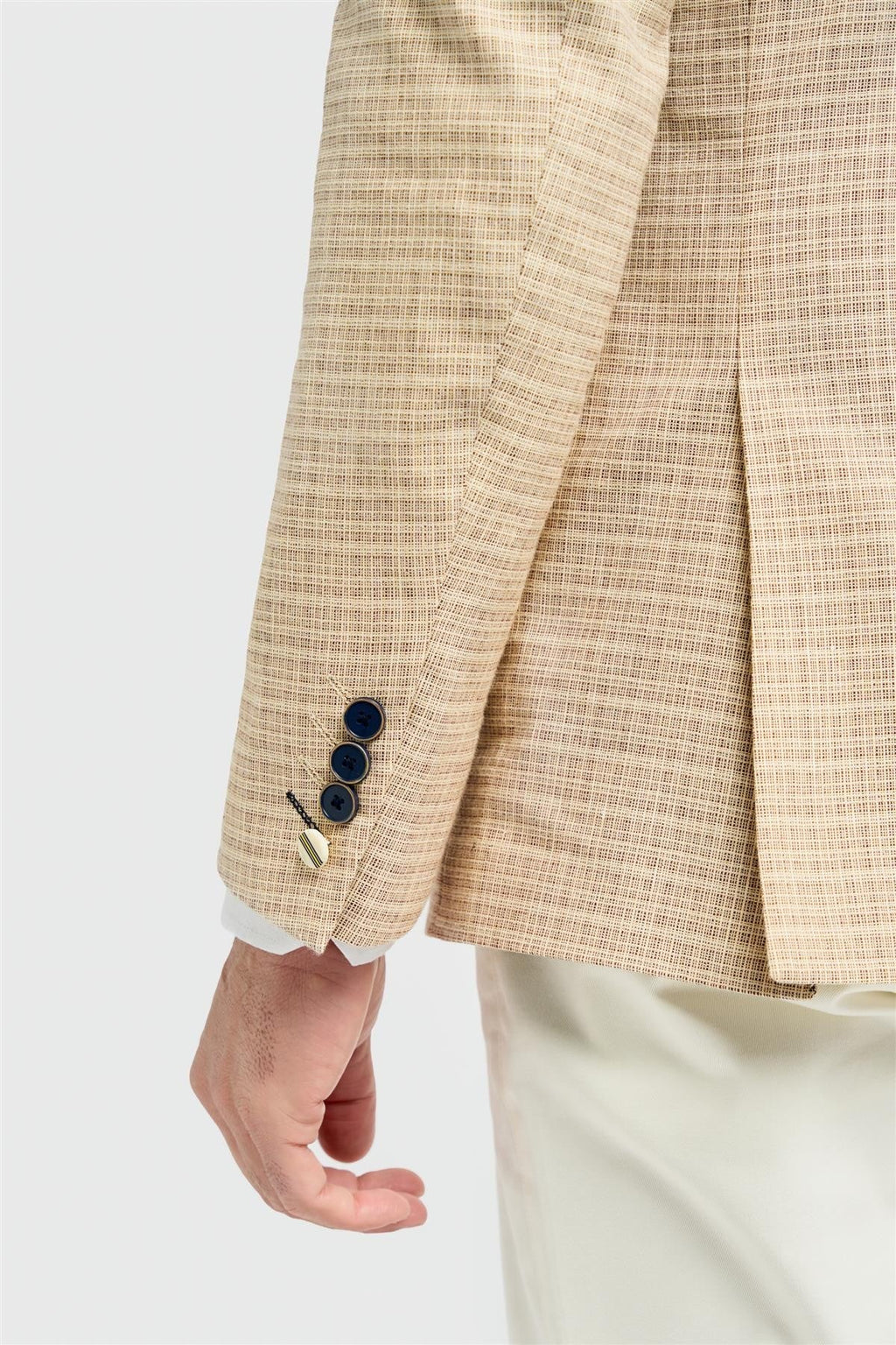 Men’s Beige Slim Fit Check Blazer  - KOVA - Beige