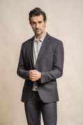 Mens dark grey slim fit formal suit jacket SEEBA tailored cut