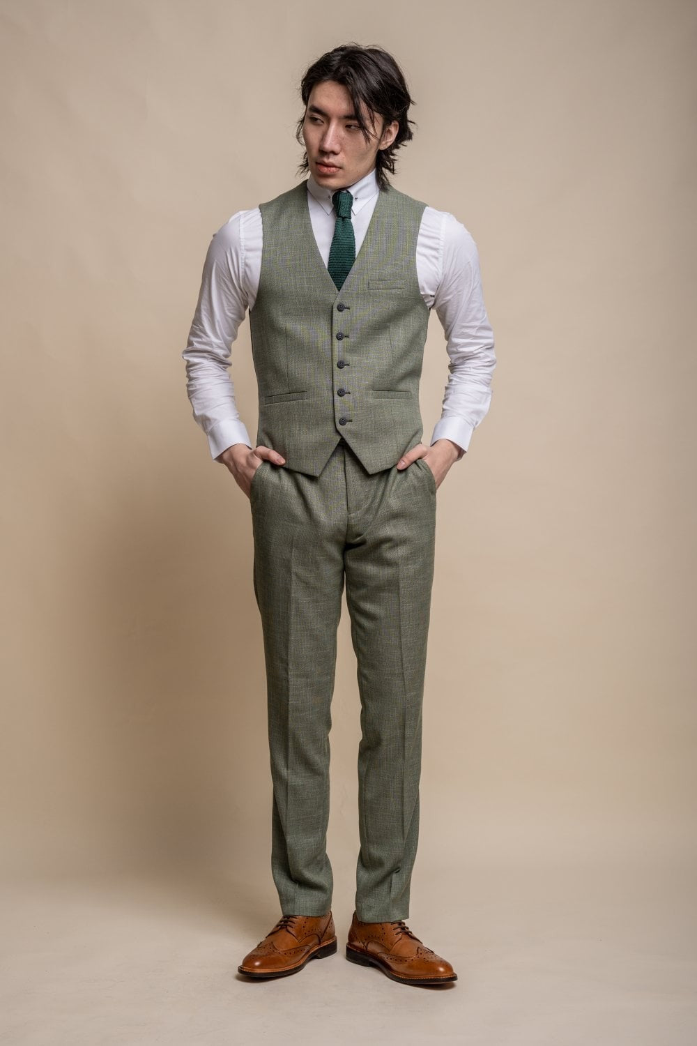 Mens Sage Green Slim Fit Formal Waistcoat MIAMI