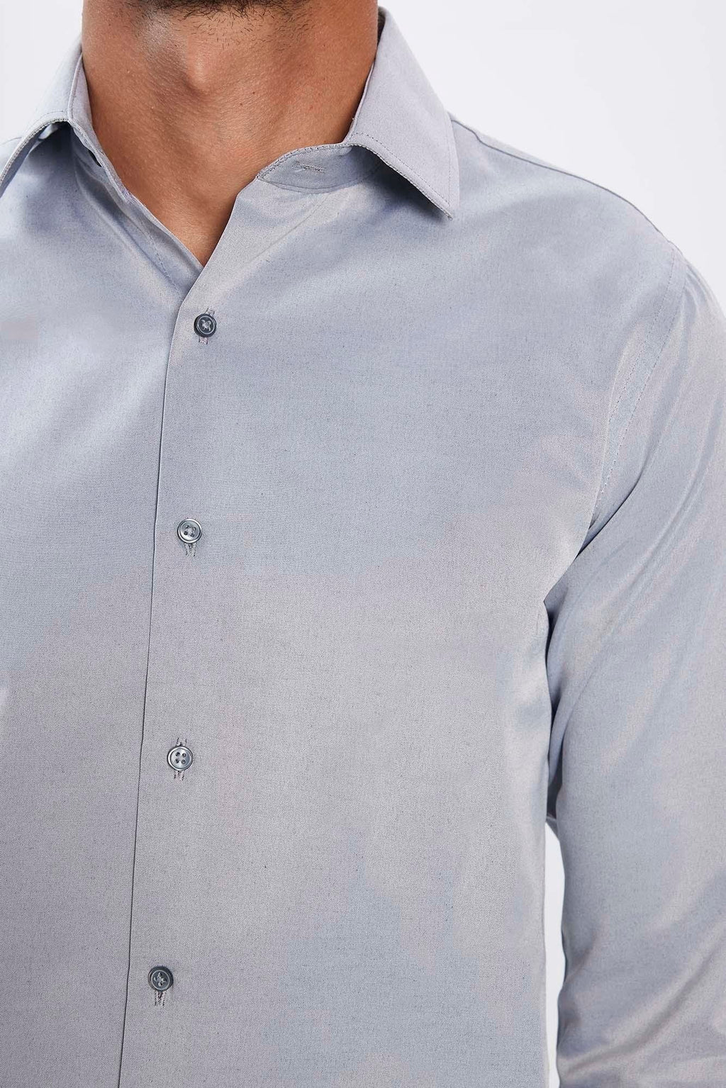 Mens Dimi Dotti Grey Cotton Blend Slim Fit Dress Shirt