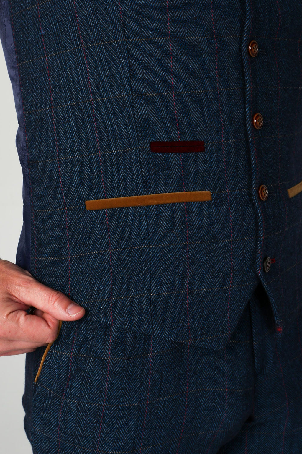 Mens Navy Tweed Herringbone Waistcoat SCOTT