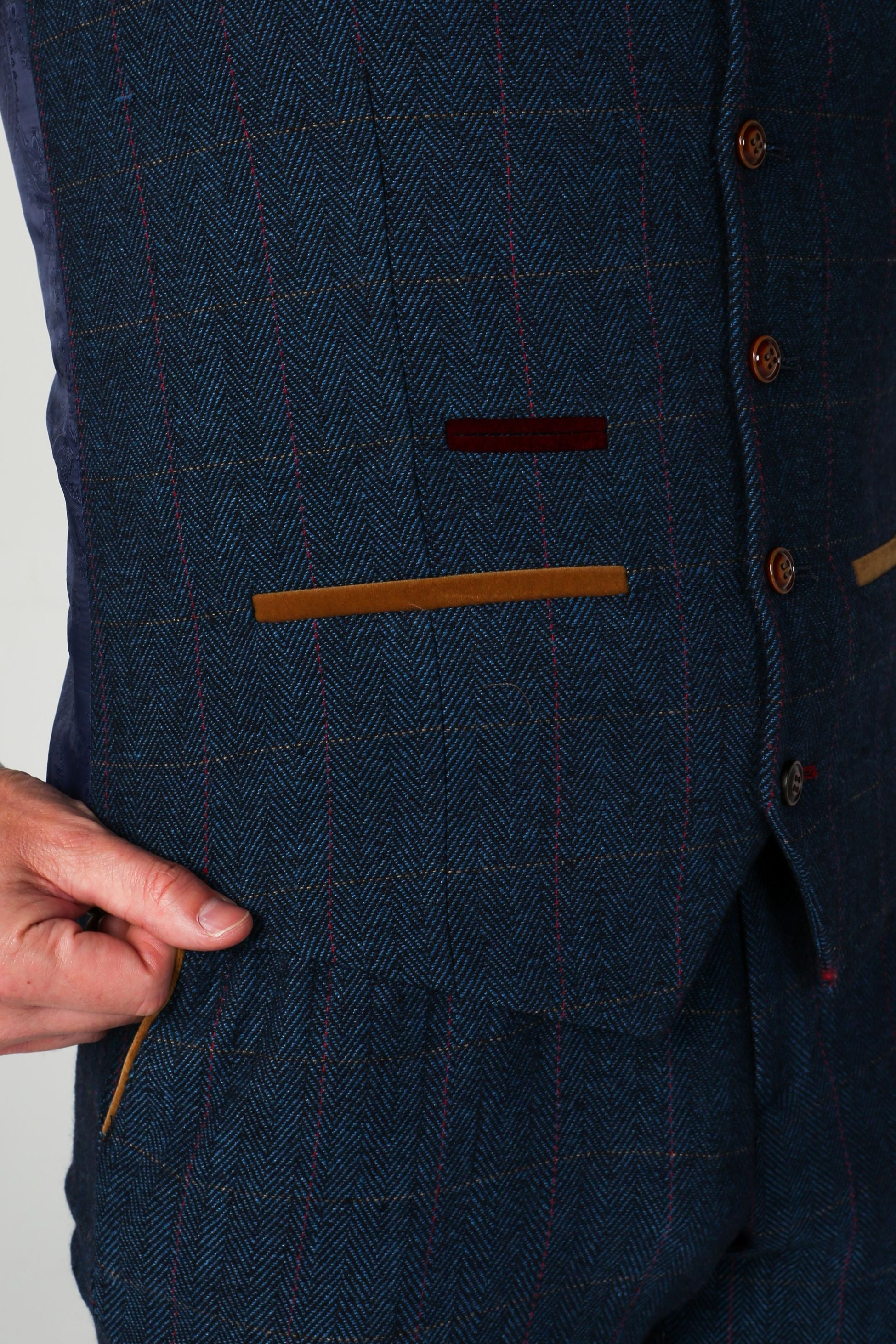 Mens Navy Tweed Herringbone Waistcoat SCOTT