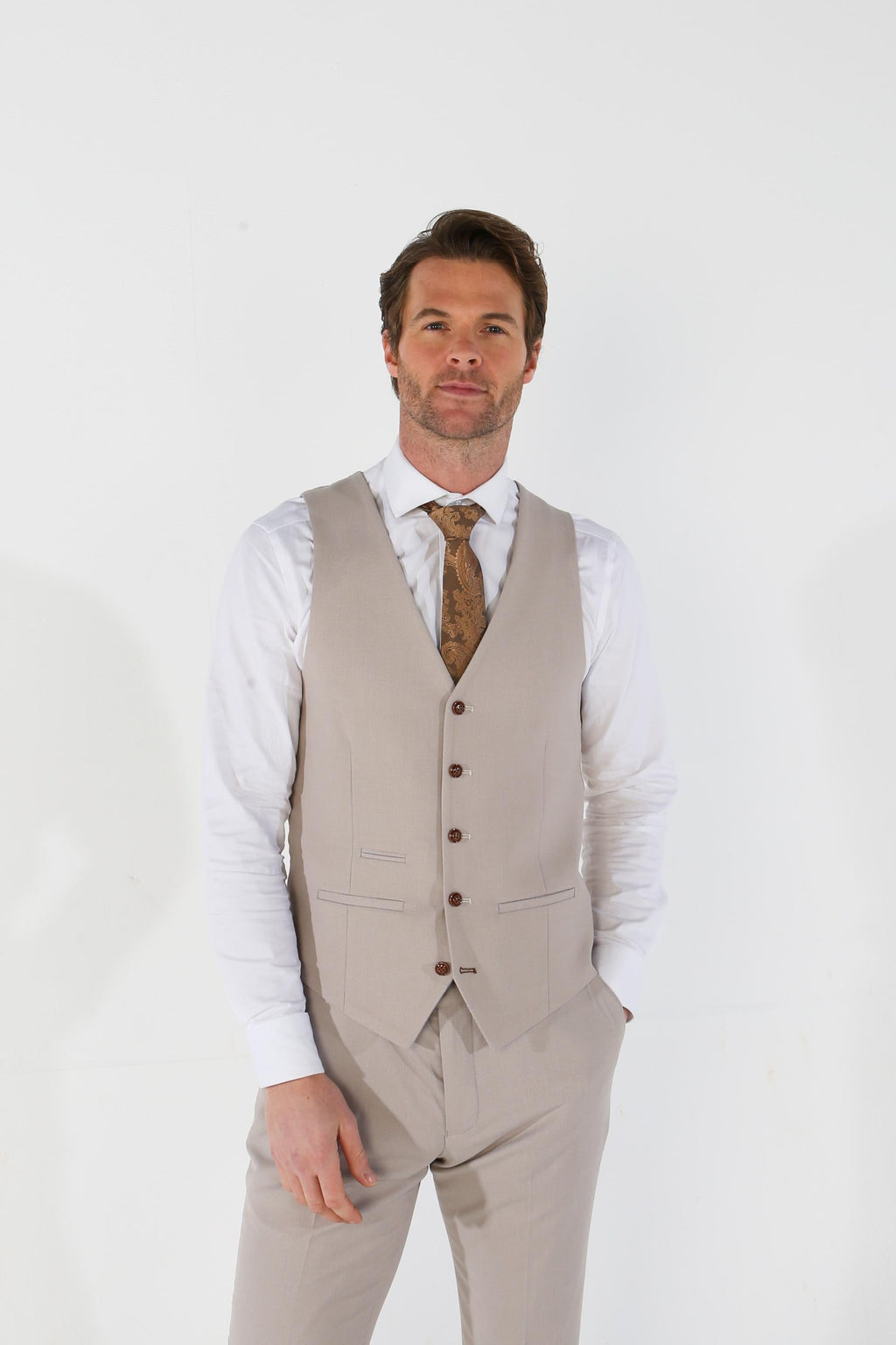 MAYFAIR Stone Beige Men's Tailored Fit Formal Suit