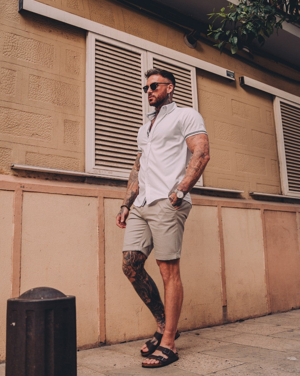 Mens Vito White Short Sleeve Cotton Shirt