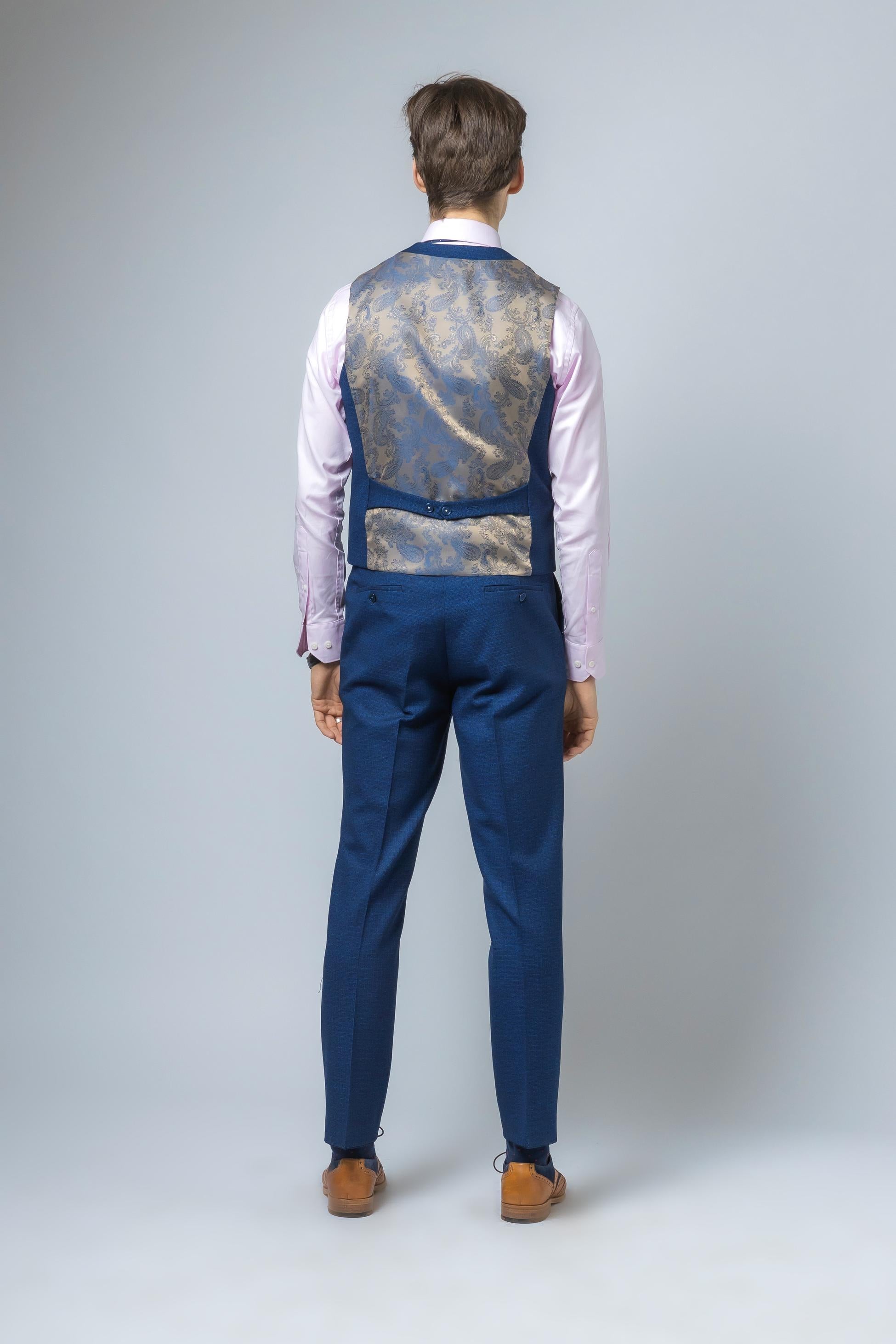 Mens Indigo Blue Slim Fit Waistcoat MATEO