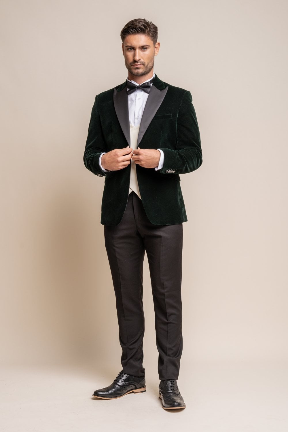 Mens Forest Green Slim Fit Velvet Tuxedo Blazer ROSA