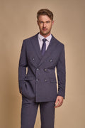 TOKYO Navy Blue Men's Double Breasted Slim Fit Suit