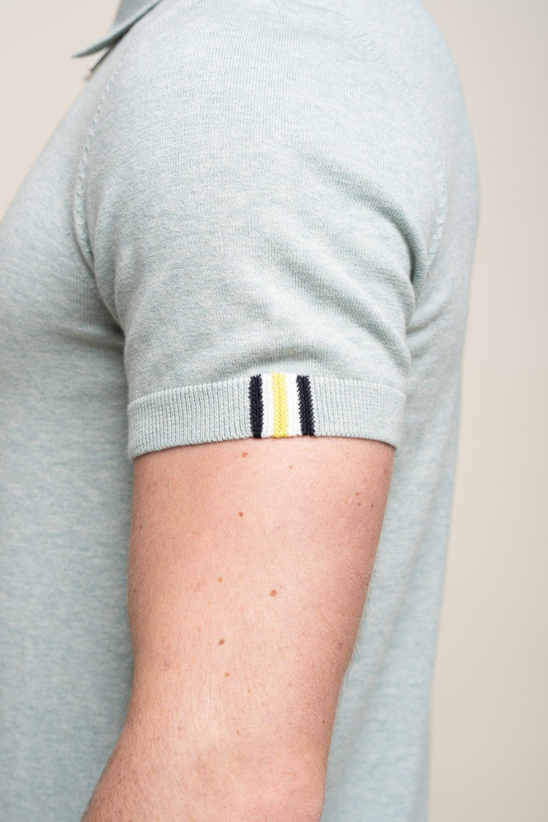 Mens Almond Green Short Sleeve Cotton Polo Shirt DINO