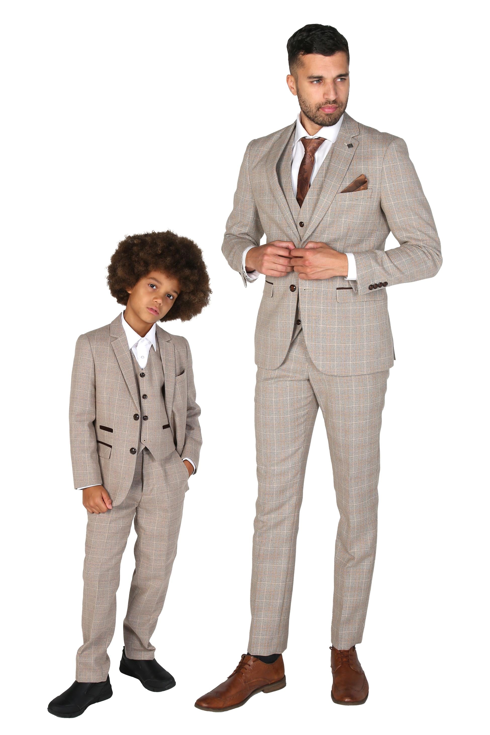 Tailored Beige Suit for Boys – Brown