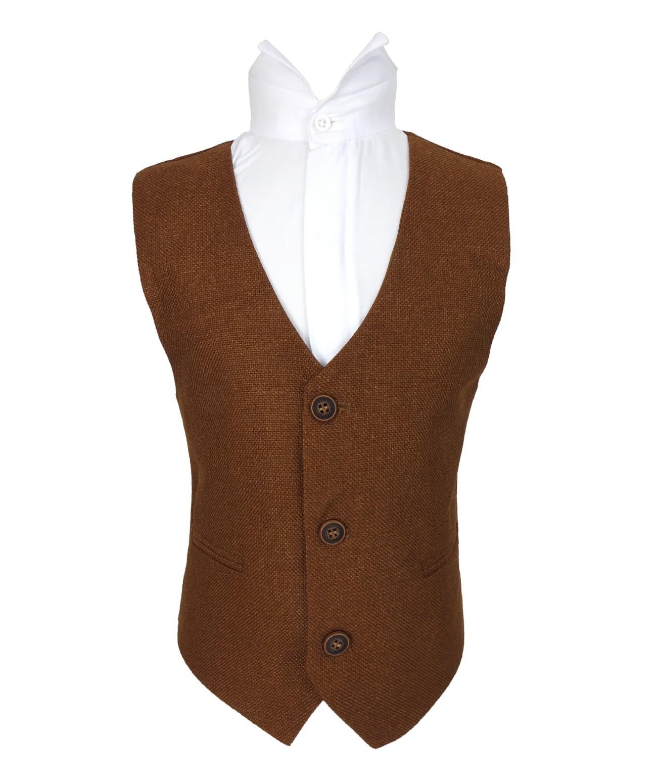 Mens Cinnamon Brown Tweed Waistcoat Set