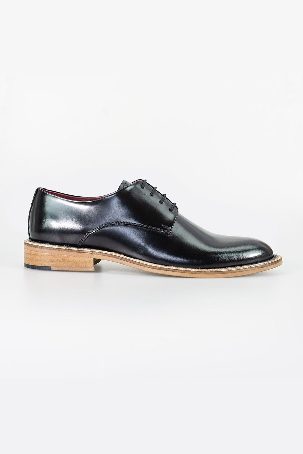 Mens Black Lace Up Derby Shoes FOXTON
