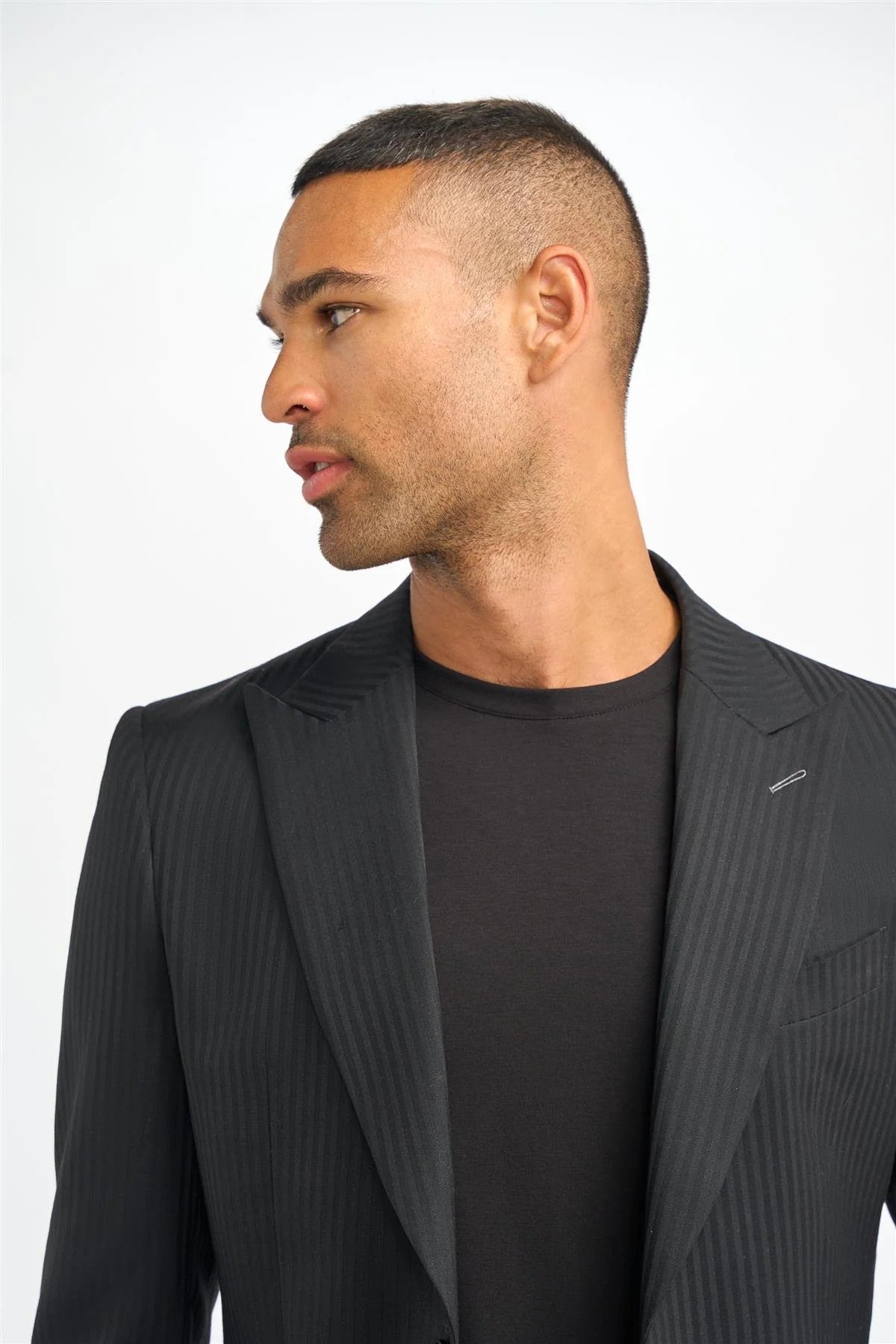 Mens Black Wool Pinstripe Suit Jacket ROBERTO