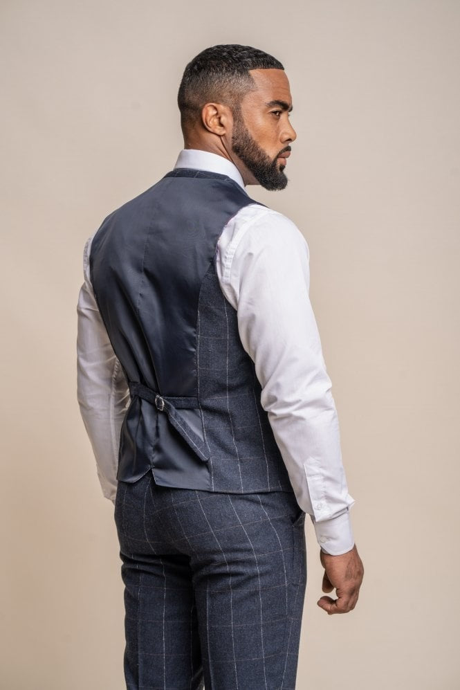 Men's Angels Premium Wool Navy Windowpane Check Suit