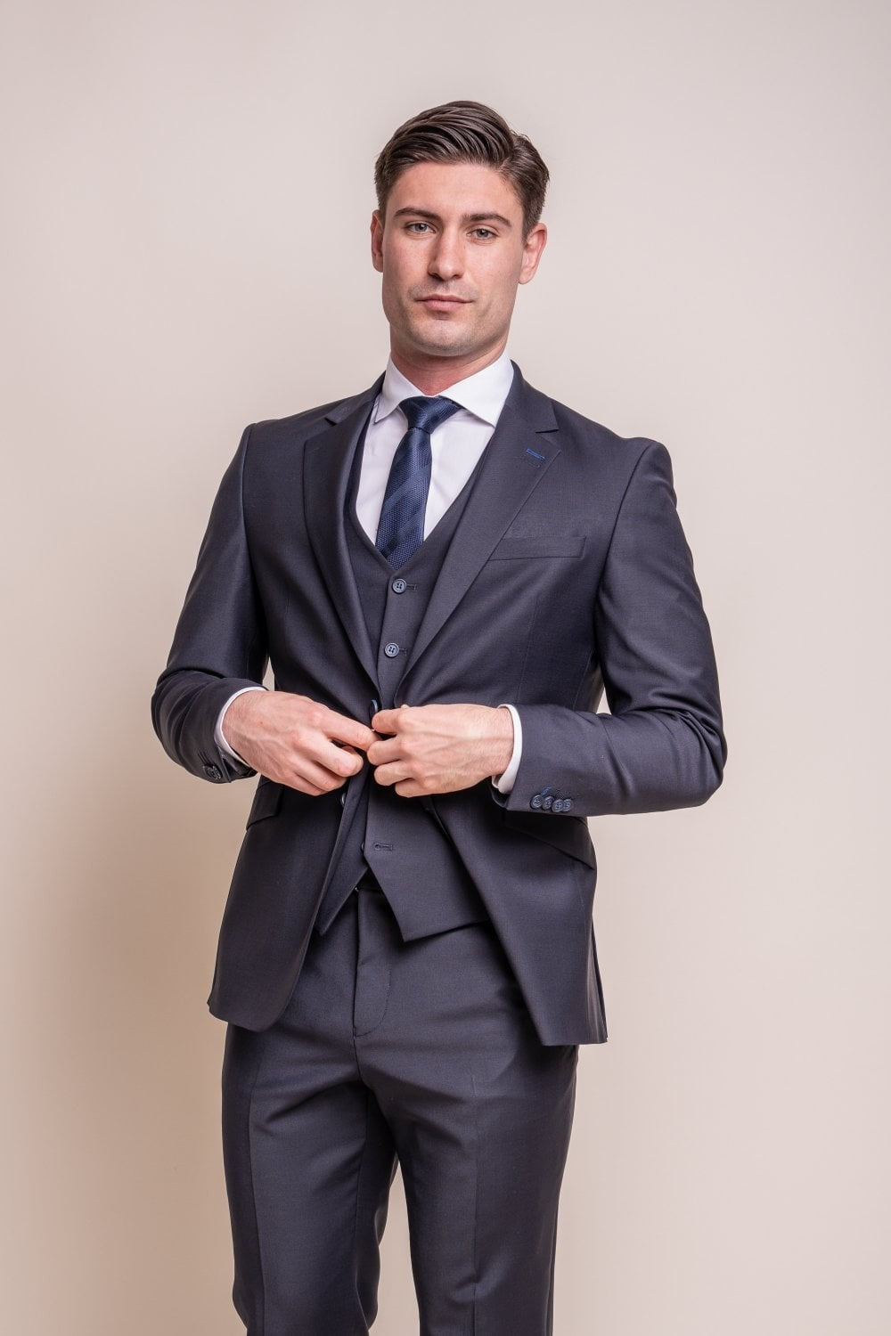 BOND Midnight Blue Men's Wool Blend Slim Fit Suit