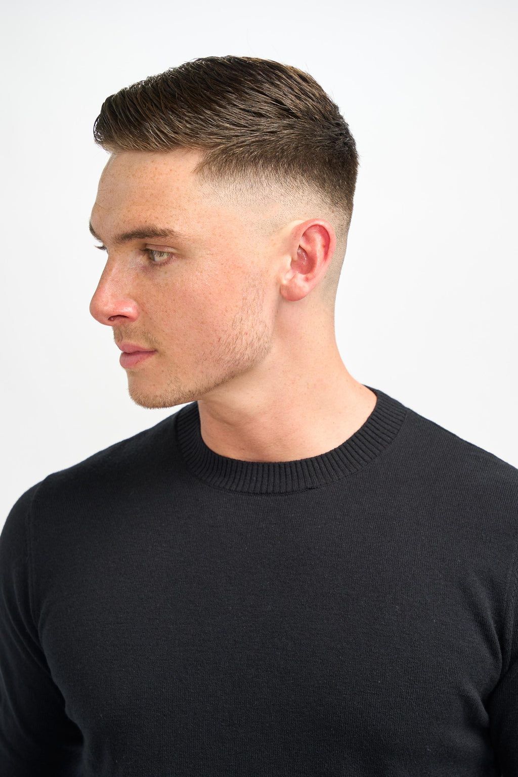 Mens Black Wool Blend Knit Pullover Jumper CONNALL