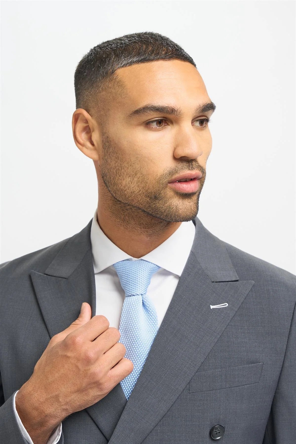 BOND D/B Charcoal Grey Men's Wool Blend Double-Breasted Suit