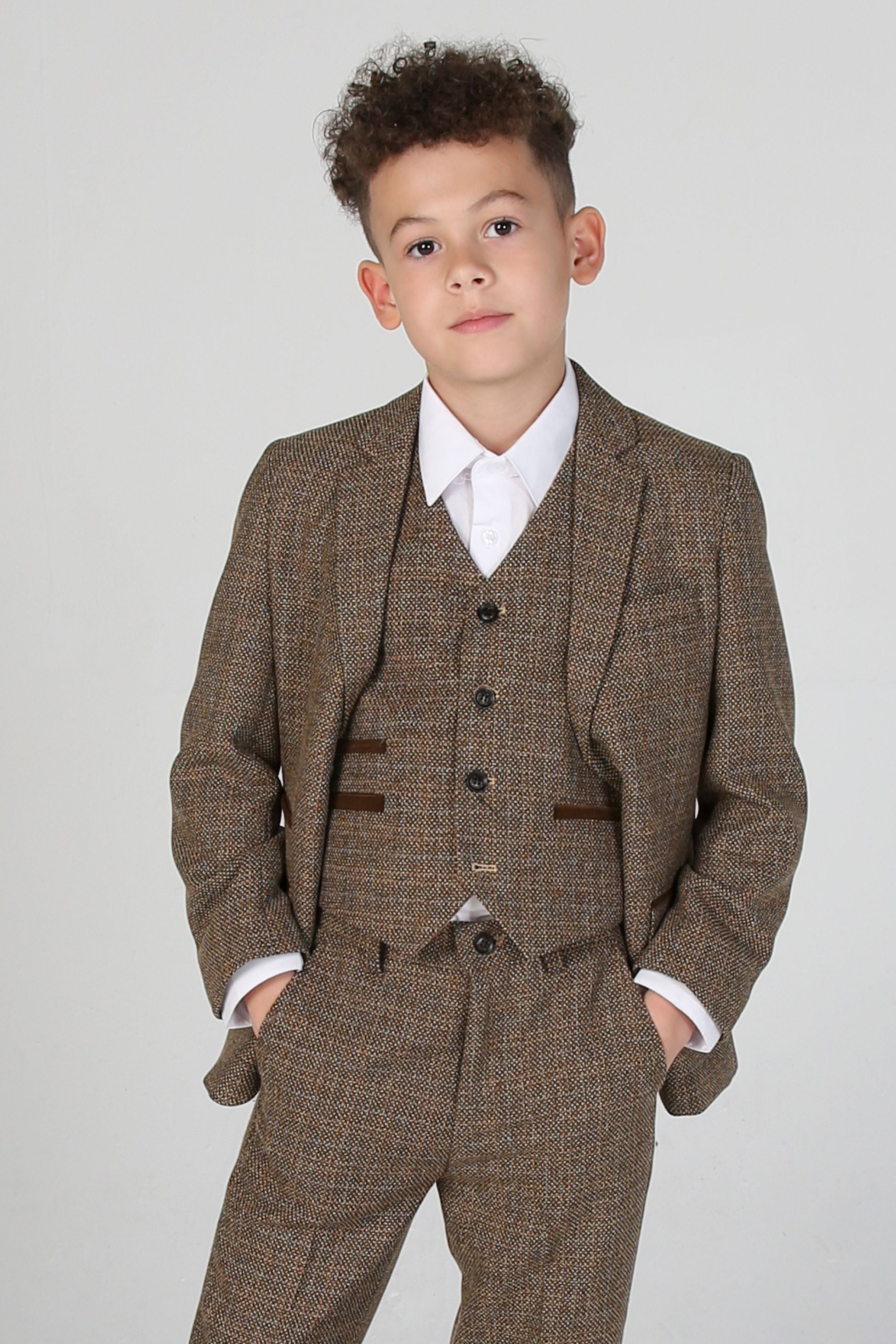 boys’ tweed pageboy 3-piece slim fit formal suit