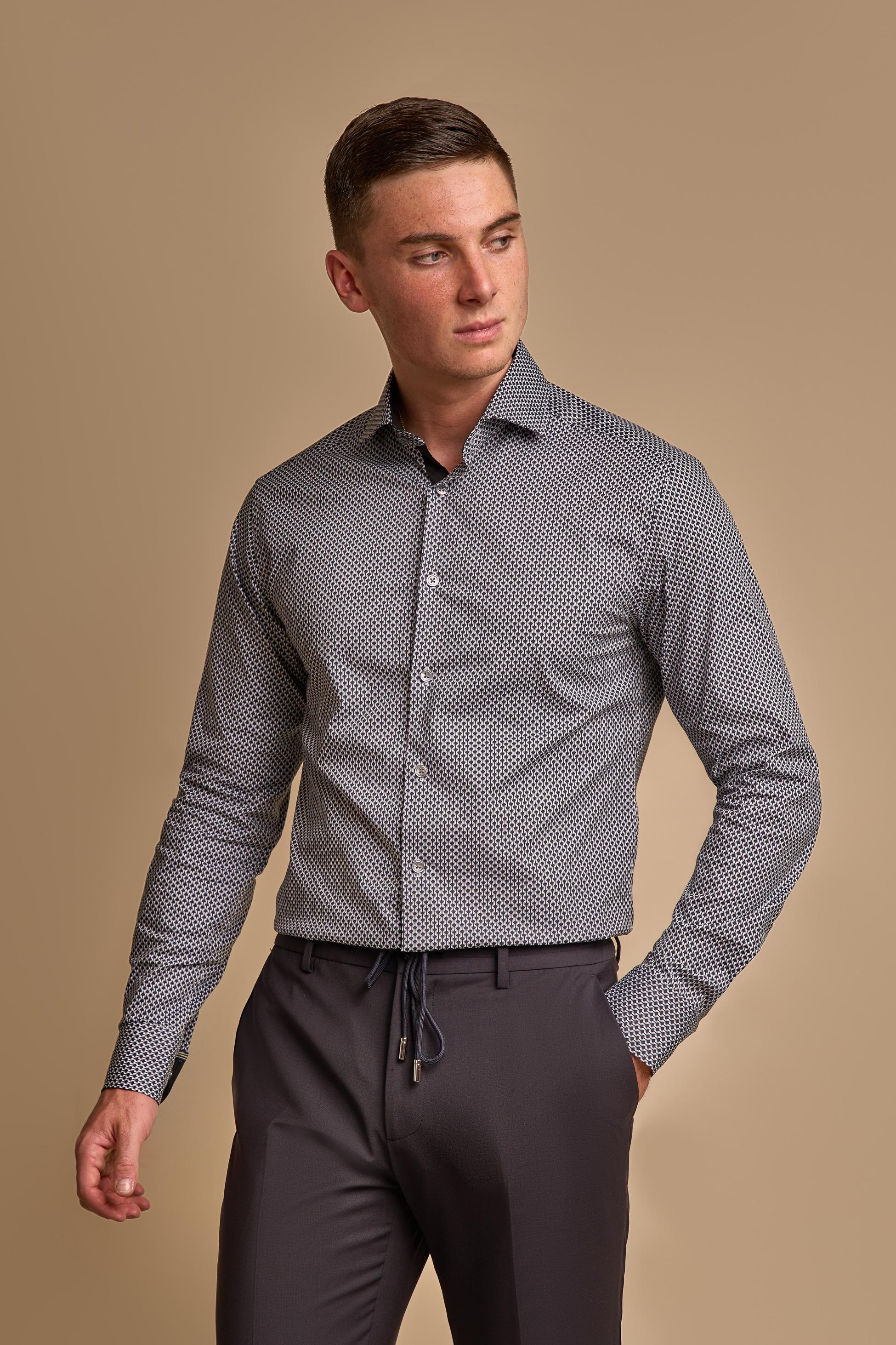 Men’s slim fit patterned cotton shirt semi-formal