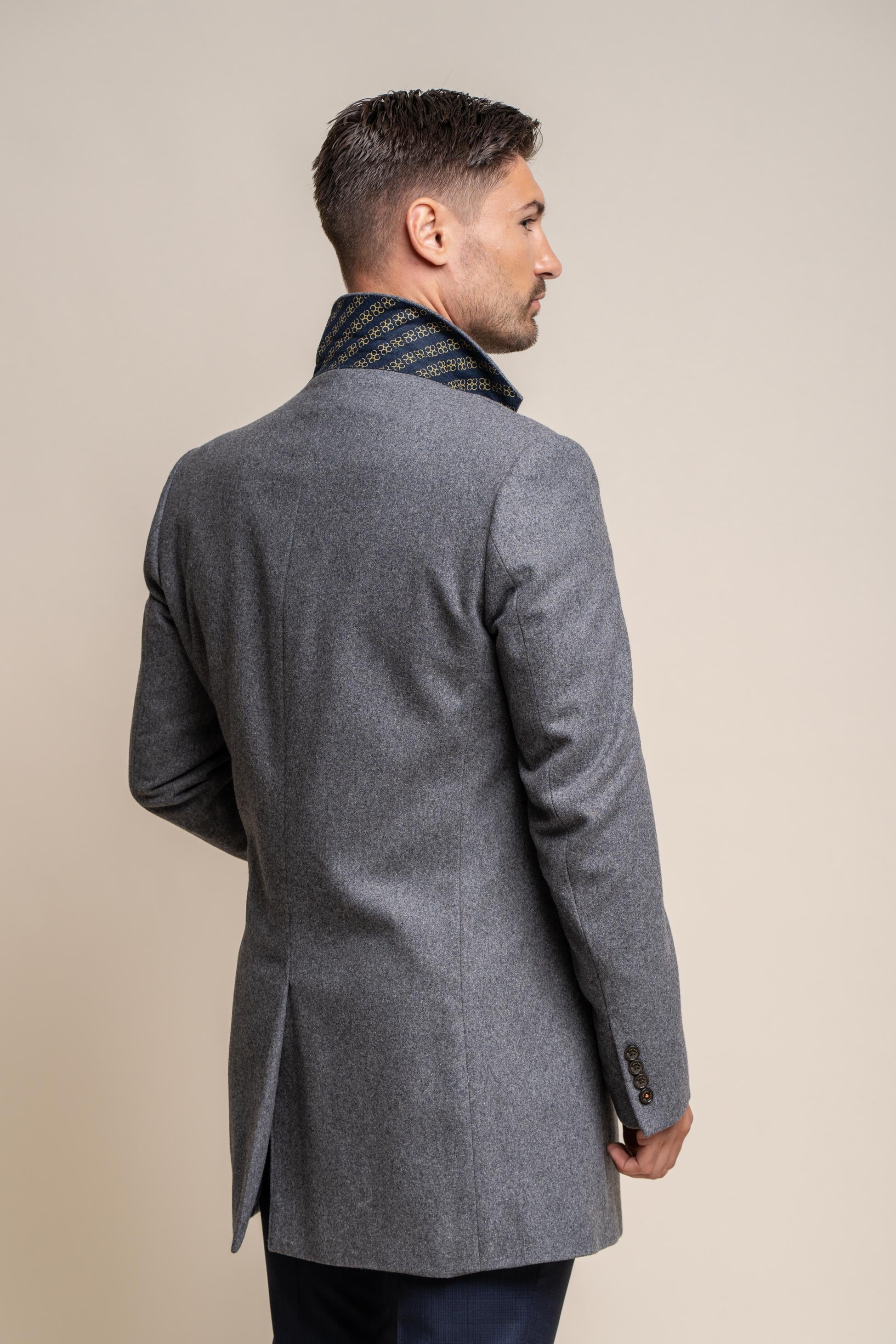 Men's grey wool midi coat, ROMAN.