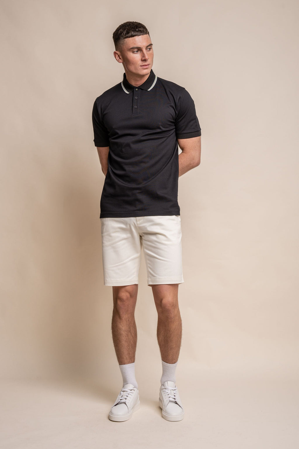 Mens Black Slim Fit Cotton Polo T Shirt FINLAY