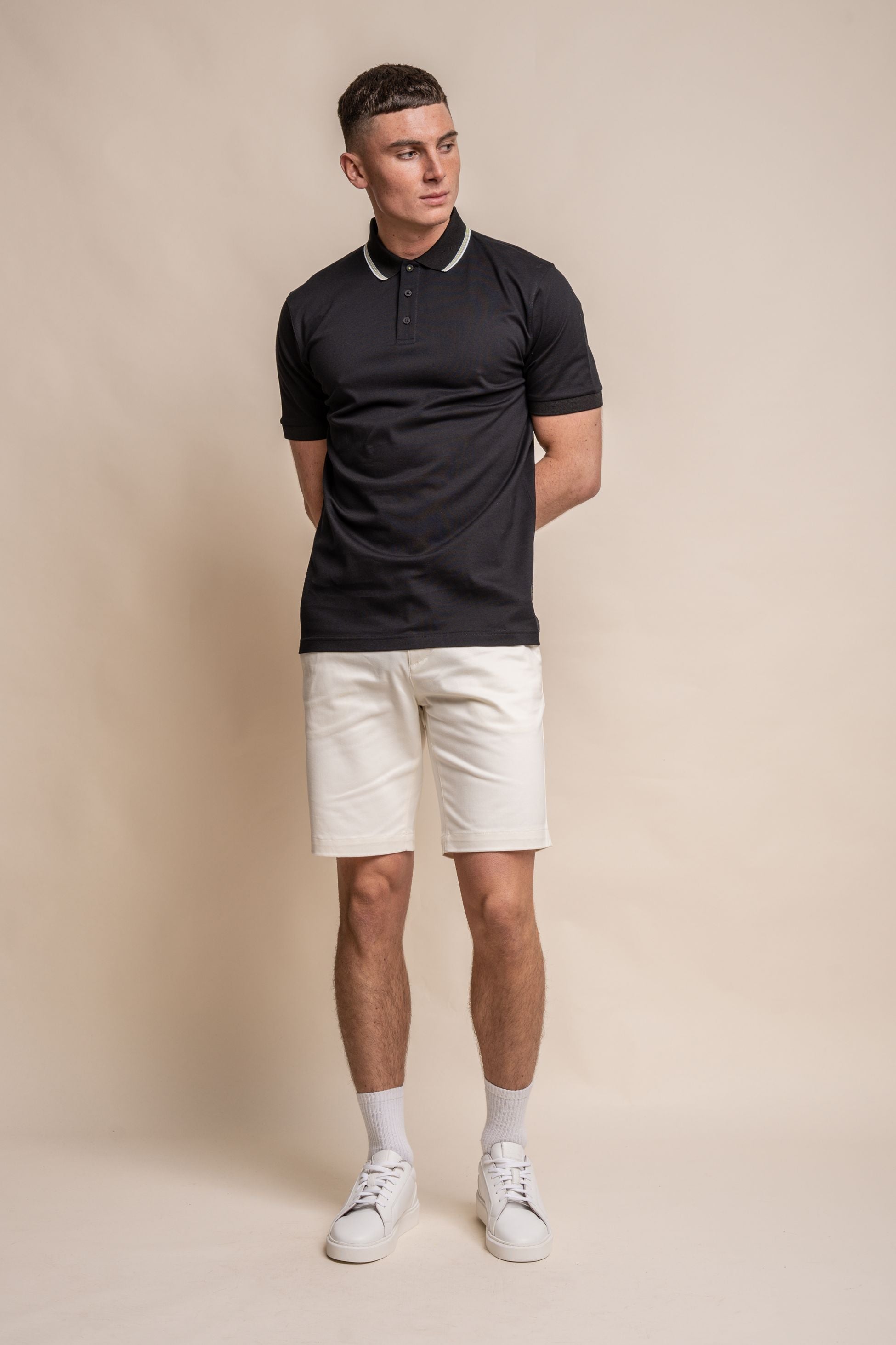 Mens Black Slim Fit Cotton Polo T Shirt FINLAY