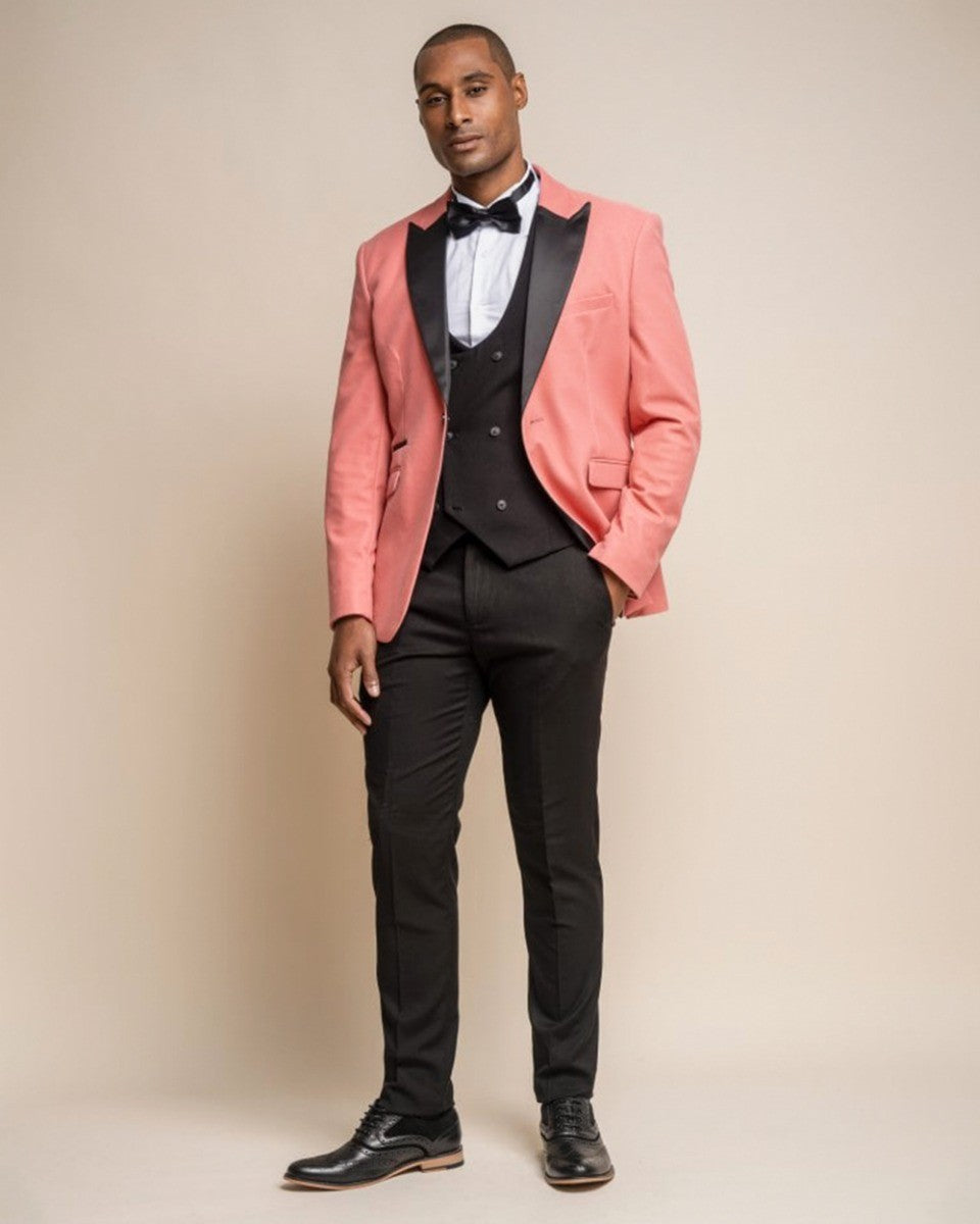 Mens Pink Slim Fit Velvet Tuxedo Blazer ROSA