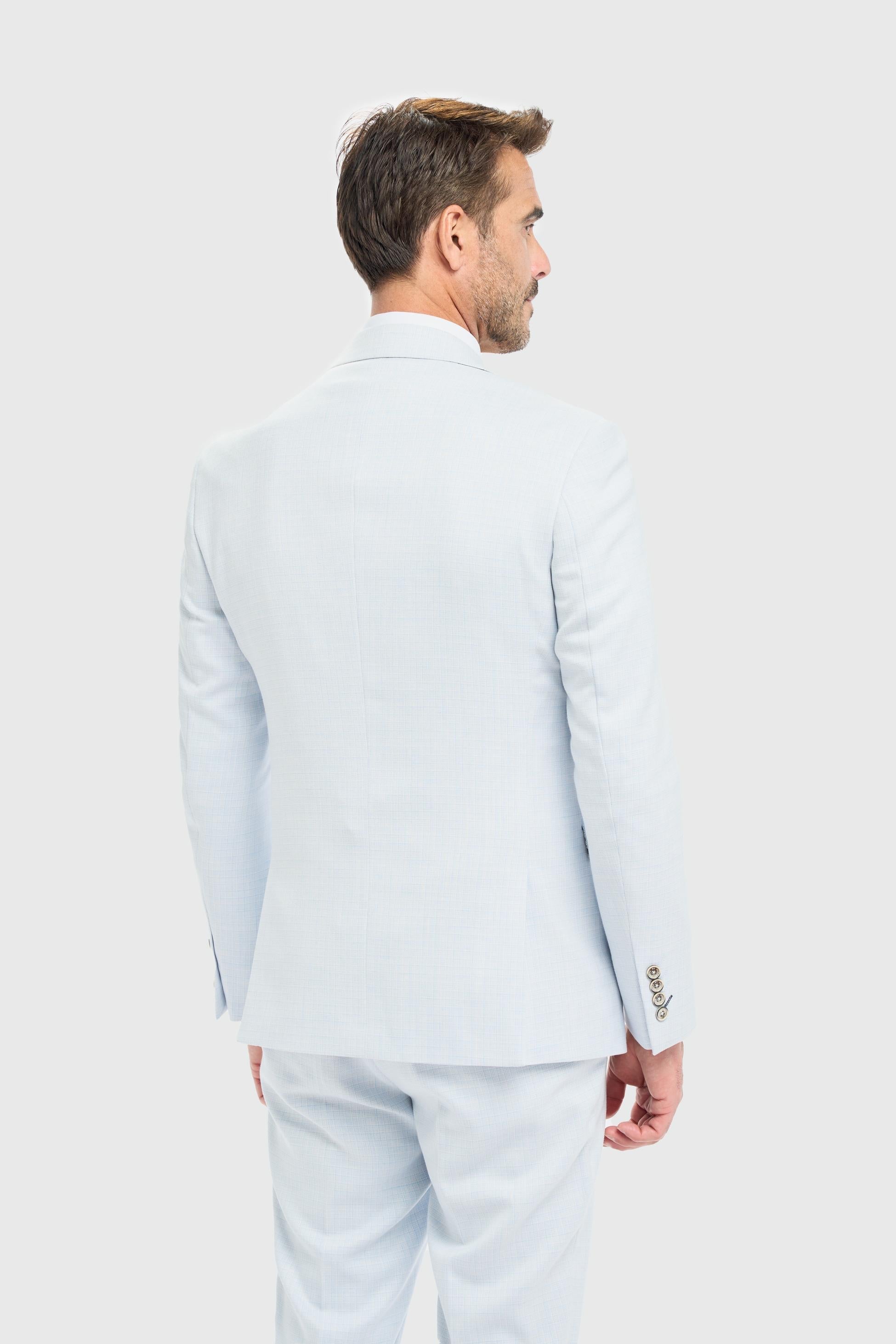 3-Piece Slim Blue Suit for Men – Sky Blue