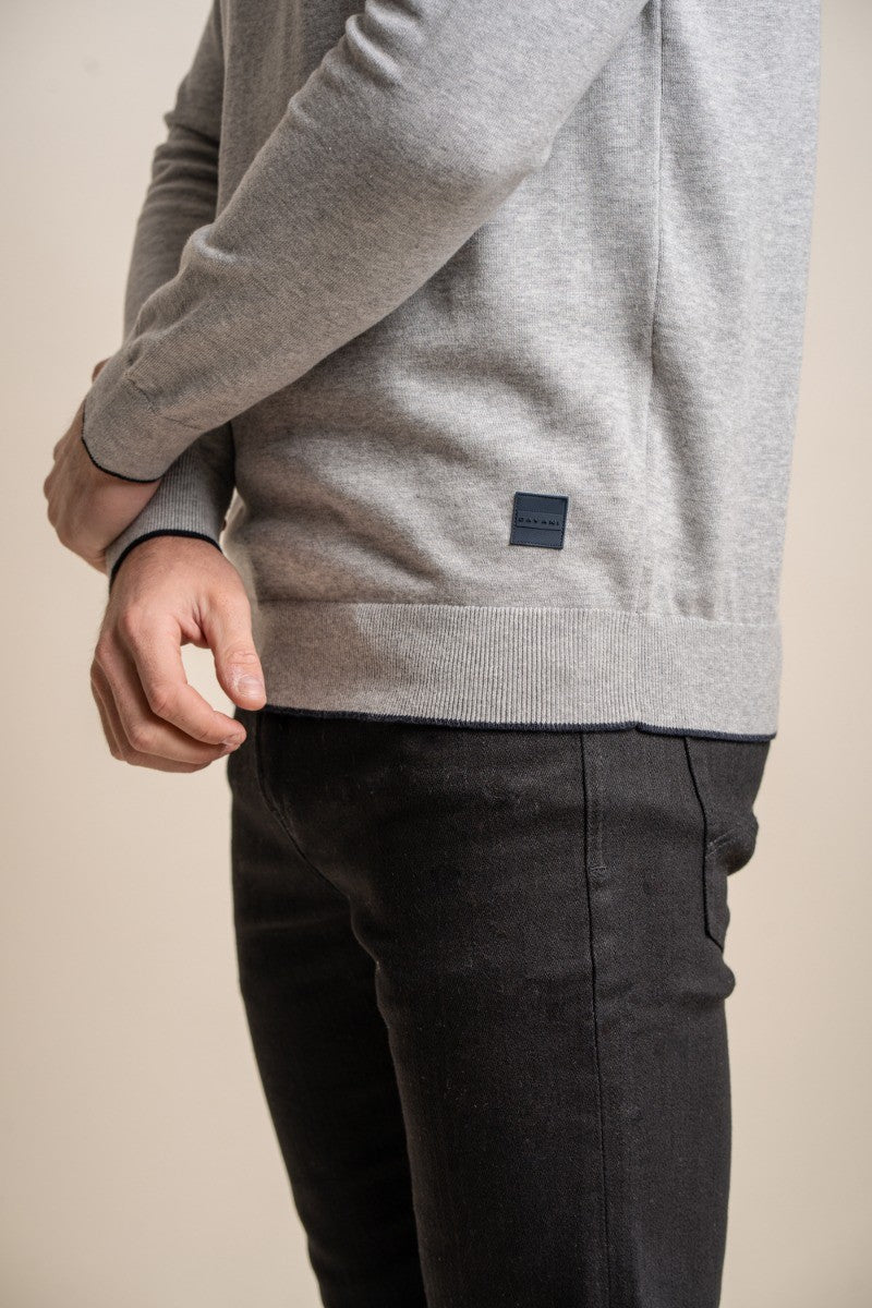 Mens Grey Cotton Turtle Neck Jumper NEW RIO