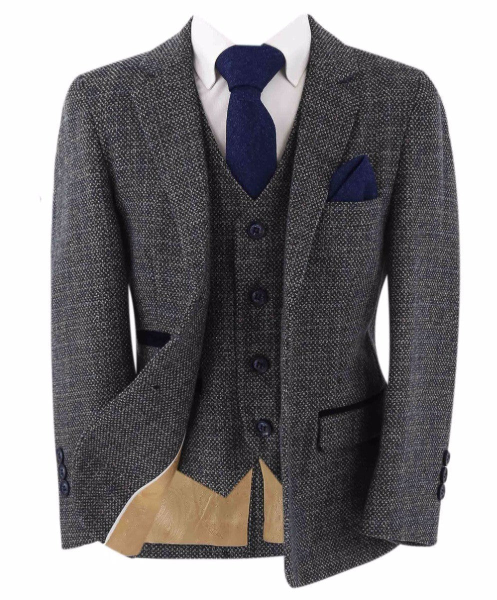 Tailored Grey Suit for Boys – Navy Blue