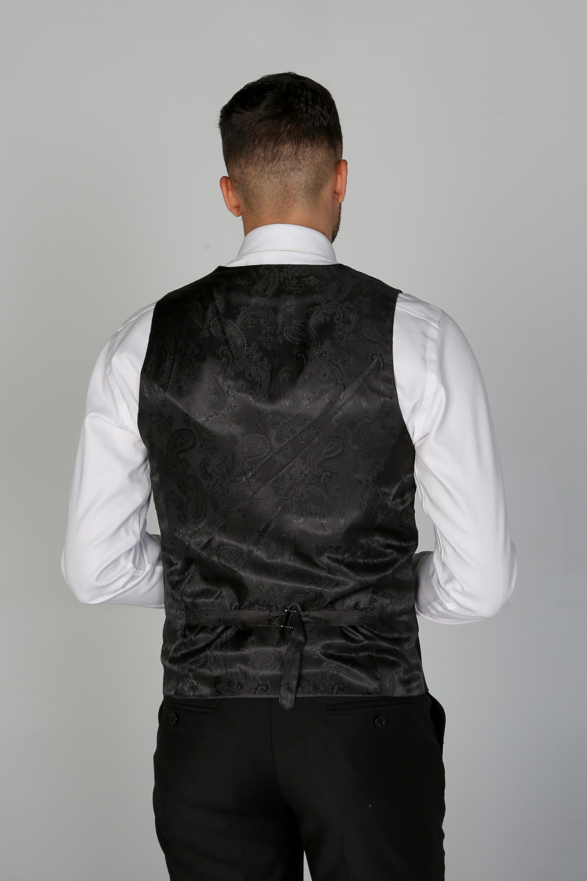 PARKER Men’s Tailored Fit Black Suit