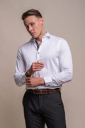 Men’s smart casual cotton shirt navy white mix