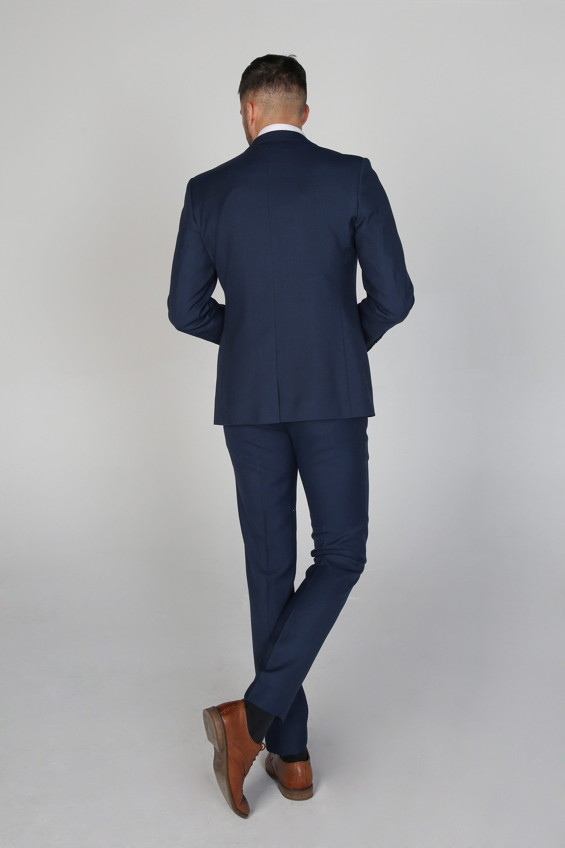 Mens Navy Tailored Fit Formal Suit Jacket CHARLES