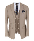 Men's tailored fit taupe beige suit, 3-piece set