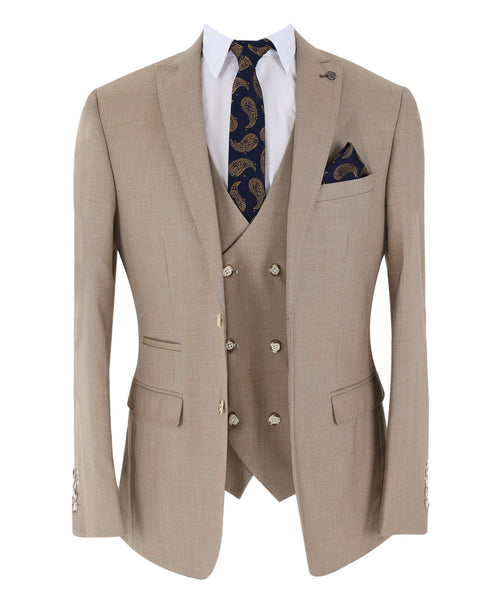Men's tailored fit taupe beige suit, 3-piece set